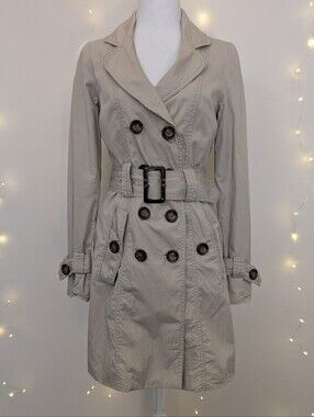 Vero Moda Light Beige Double-Breasted Trench Coat with Belt